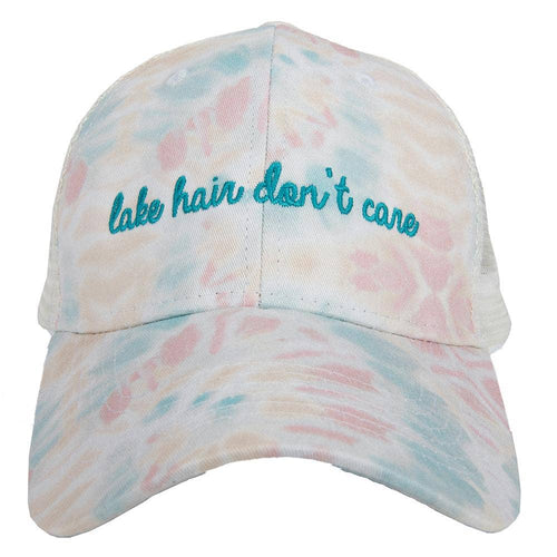 Lake Hair Don't Care Pastel Tie Dye Trucker Hat