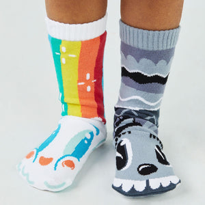 Rainbowface + Mr Gray mismatched socks are part of the Nate Bear exclusive collection from pals socks.  More unique gifts on lilbitlocal.com.