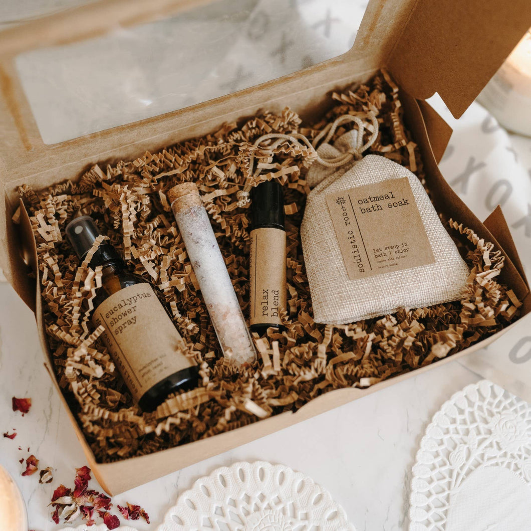 Soulistic Root - Relaxing Bath Gift Set | Shower Spray + Relax Roller + more