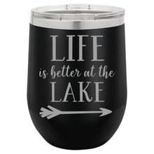 "Lake Life" Black 12 oz Portable Wine Mug & Drink Glass from Lil Bit Local 