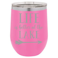 "Lake Life" Bubble Gum Pink 12 oz Portable Wine Mug & Drink Glass from Lil Bit Local 
