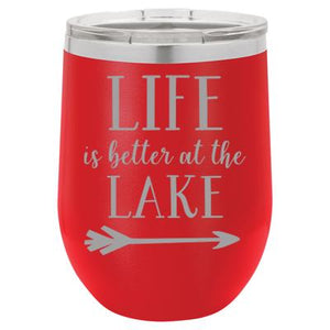 "Lake Life" Red 12 oz Portable Wine Mug & Drink Glass from Lil Bit Local 
