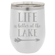 "Lake Life" White 12 oz Portable Wine Mug & Drink Glass from Lil Bit Local 