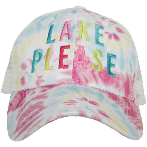Lake Please Multicolored Tie Dye Trucker Hat