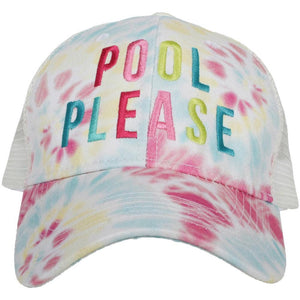 Pool Please Multicolored Tie Dye Trucker Hat