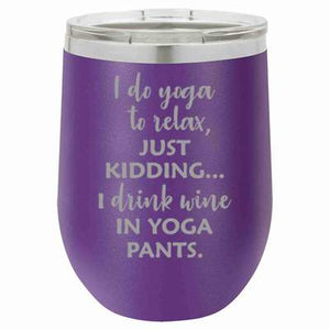"Yoga Pants" Purple 12 oz Portable Wine Mug & Drink Glass from Lil Bit Local 