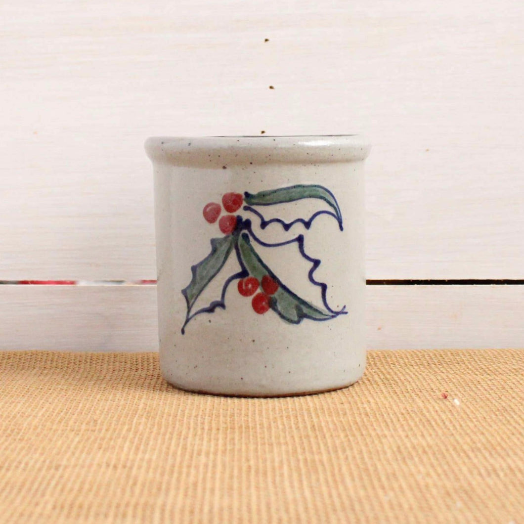 Holiday Holly Candle Crock + Soup Crock.  Handmade in Wisconsin.  Functional and decoraative. 