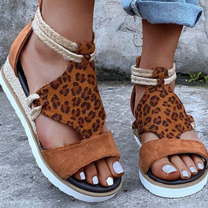 Leopard Print Wedge Sandals