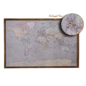Colored Antique World Map - Magnetic Pin - Travel Map