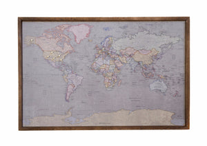Colored Antique World Map - Magnetic Pin - Travel Map